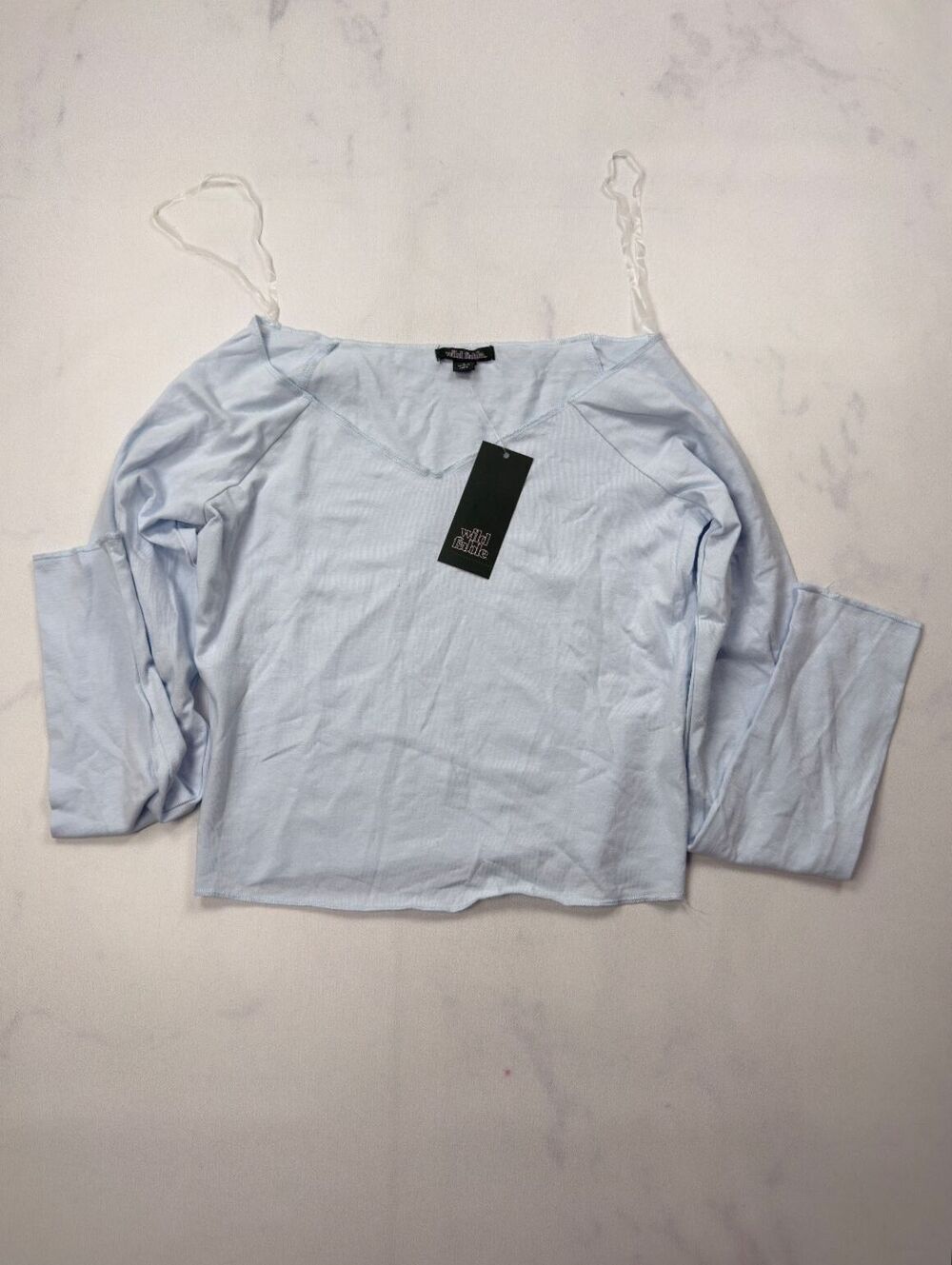 Wild Fable Blouse Light Blue Scoop Neck Long Sleeve - Womens S NWT